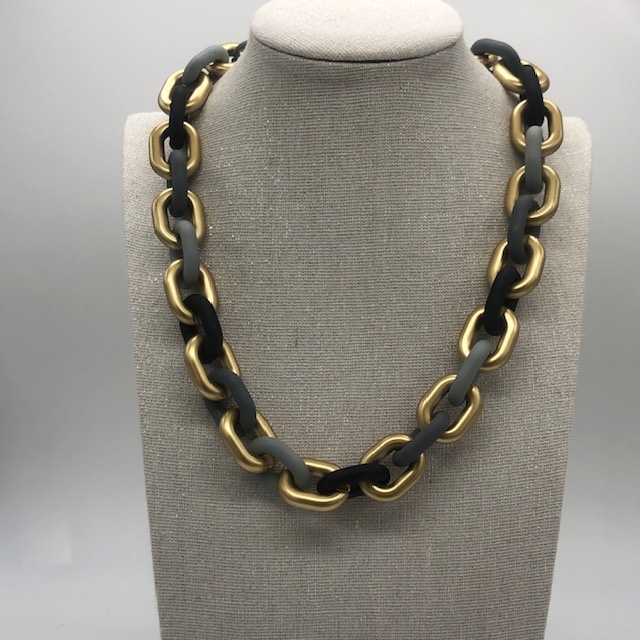 Biba  Ketting Biba zwart grijs /goud