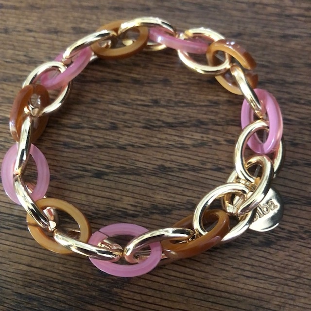 Biba  Armbandje Biba goud roze donker/licht bruin