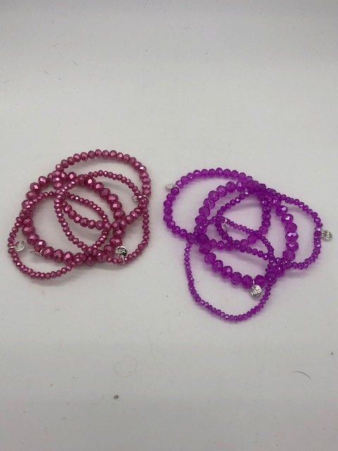 Biba  Armbandjes Biba donker rose /zilver