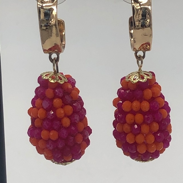 Oorbellen Biba goud/oranje /roze