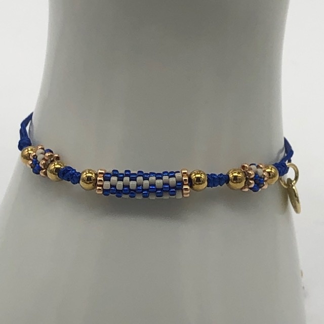 Biba  Armbandje Biba goud/blauw wit