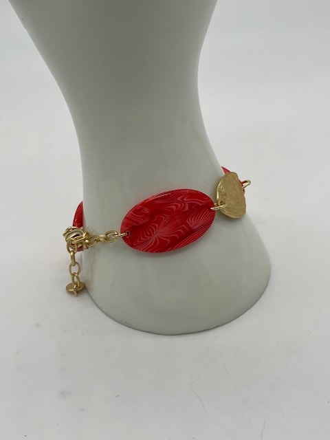 Biba  Armbandje Biba goud mat/rood