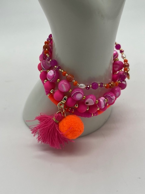 Biba  Armbandjes Biba goud/roze oranje 4 stuks