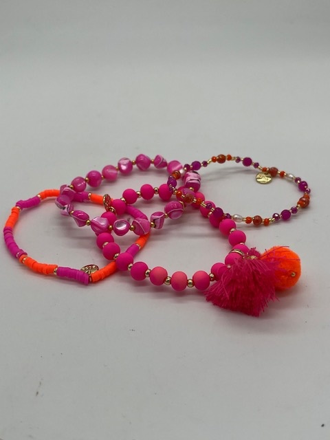 Biba  Armbandjes Biba goud/roze oranje 4 stuks