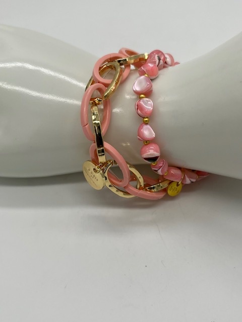 Biba  Armbandjes Biba goud/oud roze 2 stuks