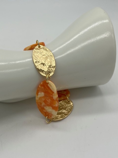 Biba  Armbandje Biba oranje /goud/gebr wit/mat