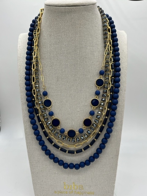 Biba  Ketting Biba goud /blauw 5 lagen