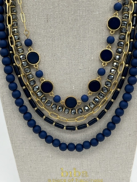 Biba  Ketting Biba goud /blauw 5 lagen