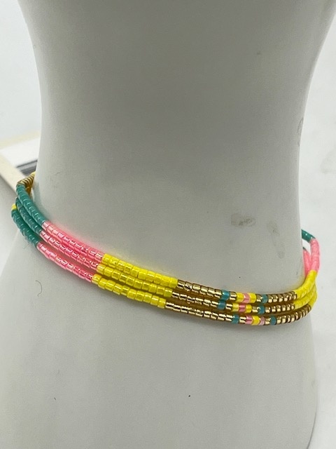 Biba  Armbandje Biba mix geel/roze /blauw /goud