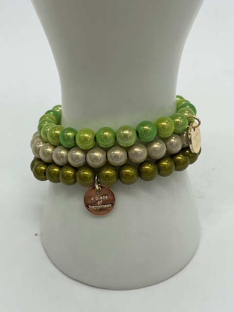 Biba  Armbandjes Biba goud/groen mix