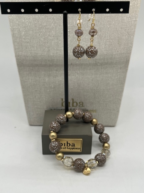 Biba  Oorbellen Biba goud/taupe/bruin