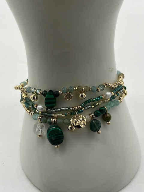 Biba  Ketting Biba goud/groen mix