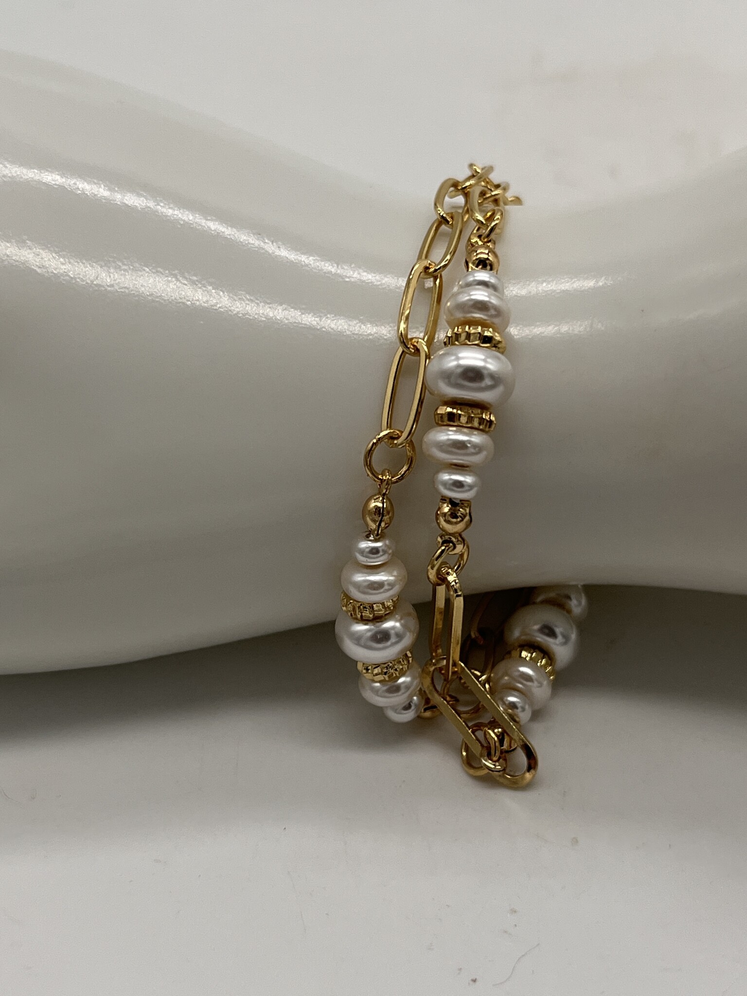 Biba Armbandje Biba goud/parel