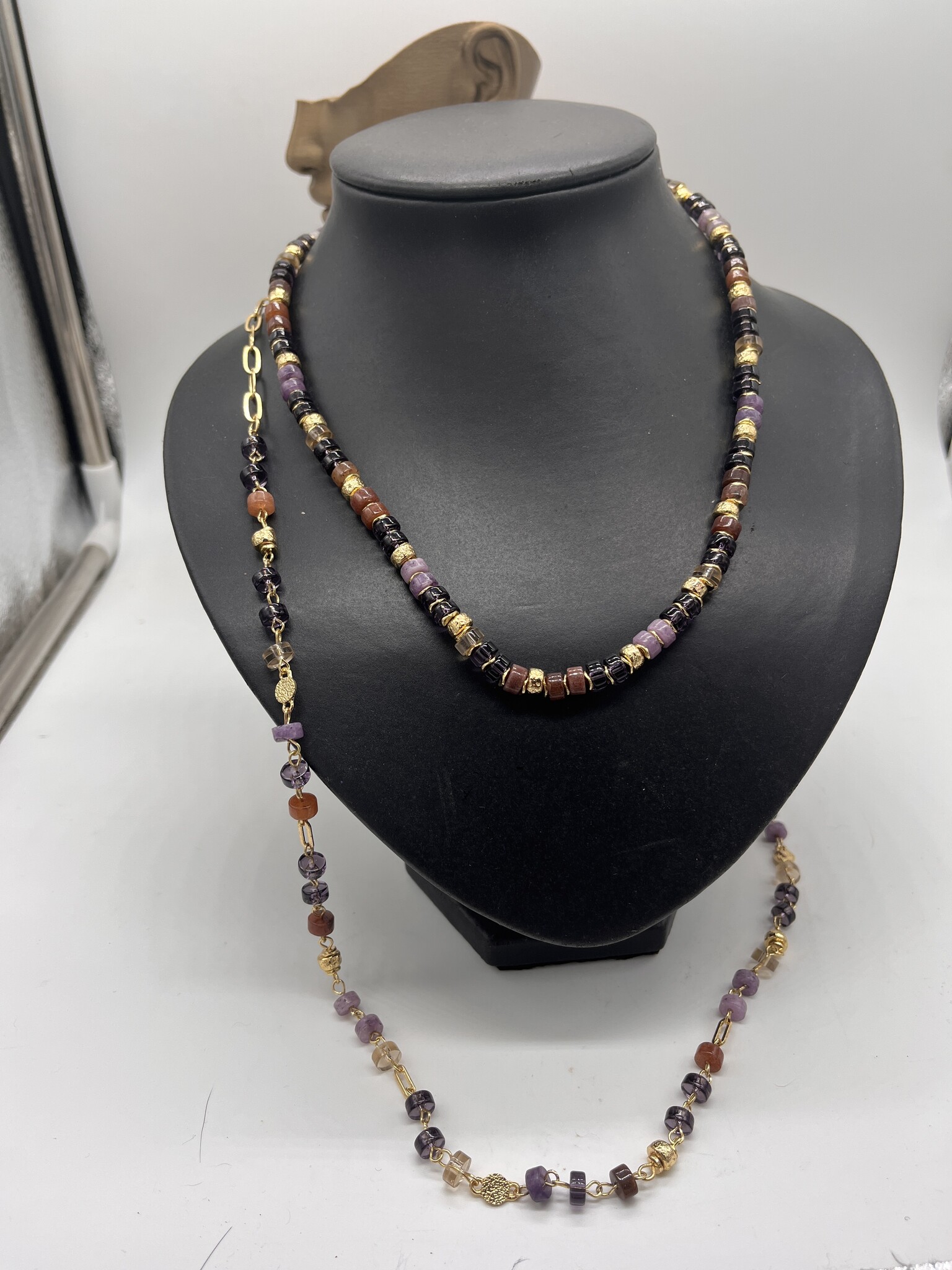 Biba Ketting Biba lang goud/roze /paars