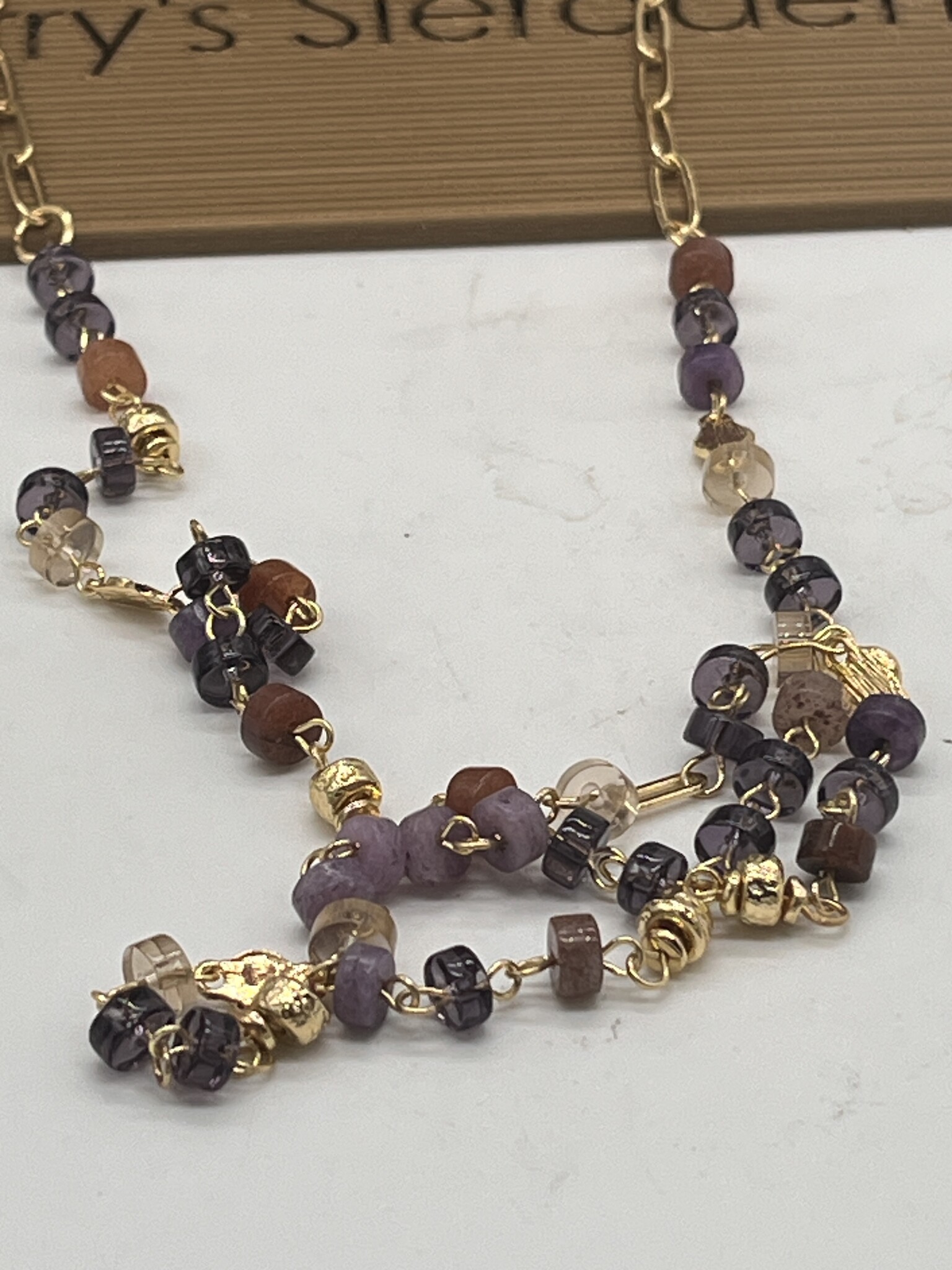 Biba Ketting Biba lang goud/roze /paars