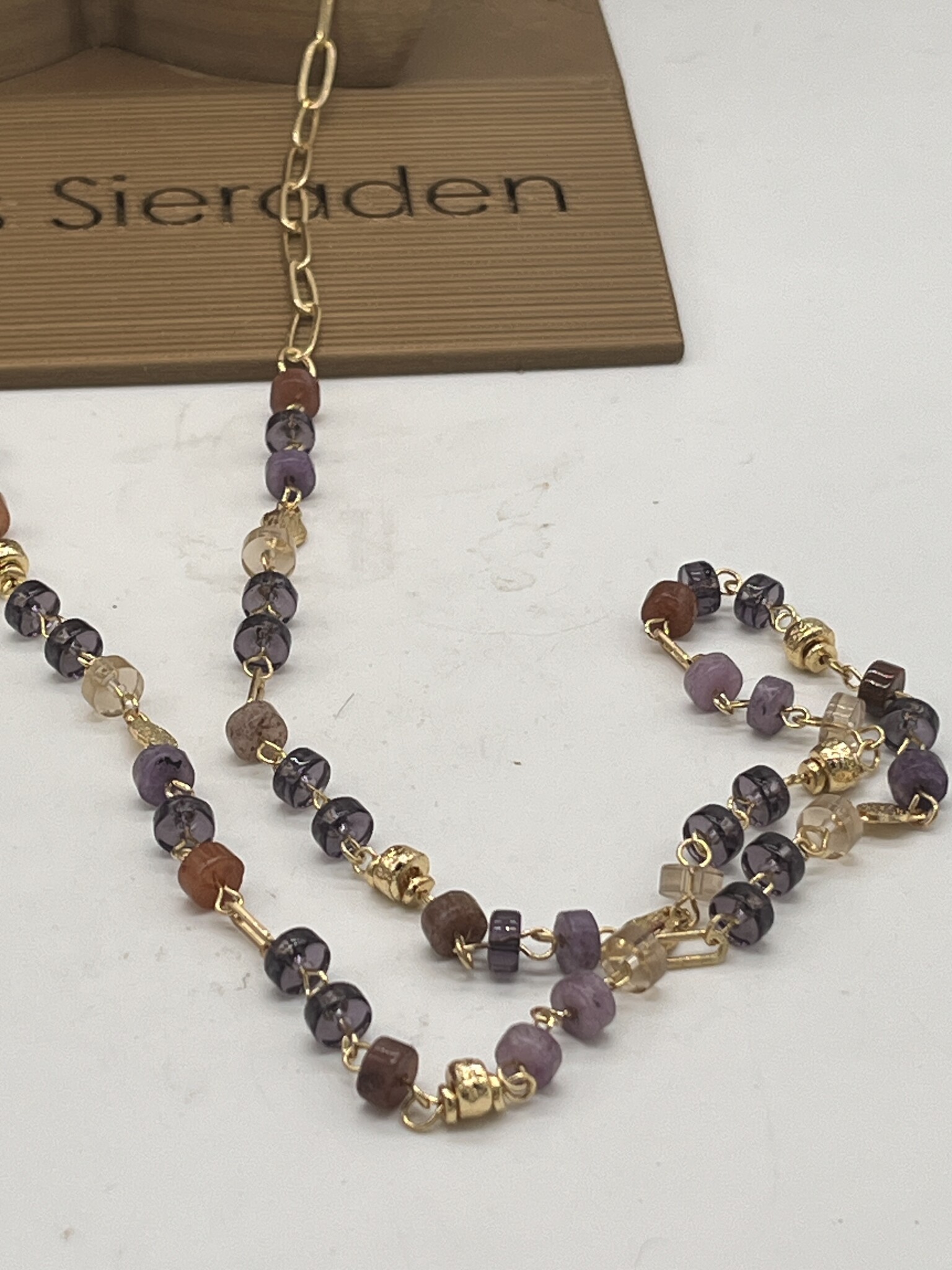 Biba Ketting Biba lang goud/roze /paars