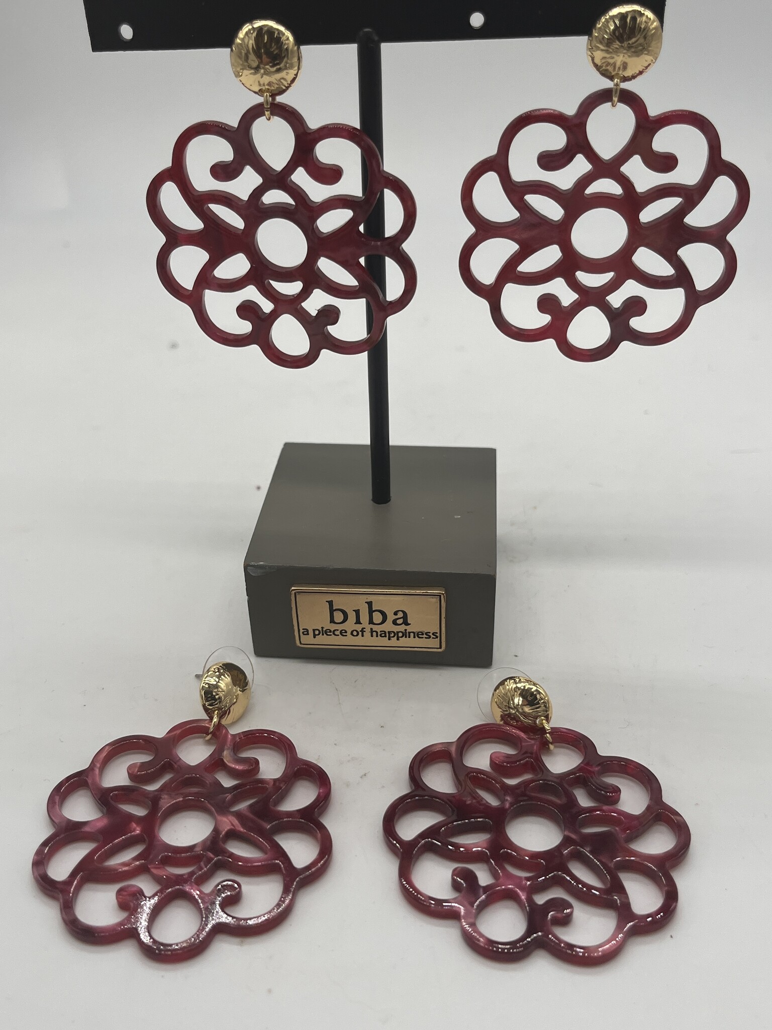 Biba Oorbellen Biba goud/bordeaux