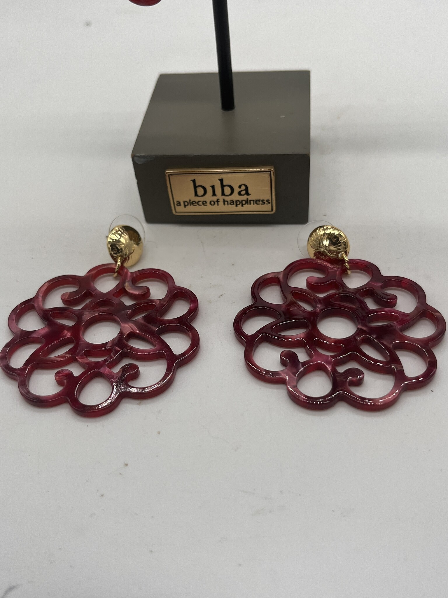 Biba Oorbellen Biba goud/bordeaux