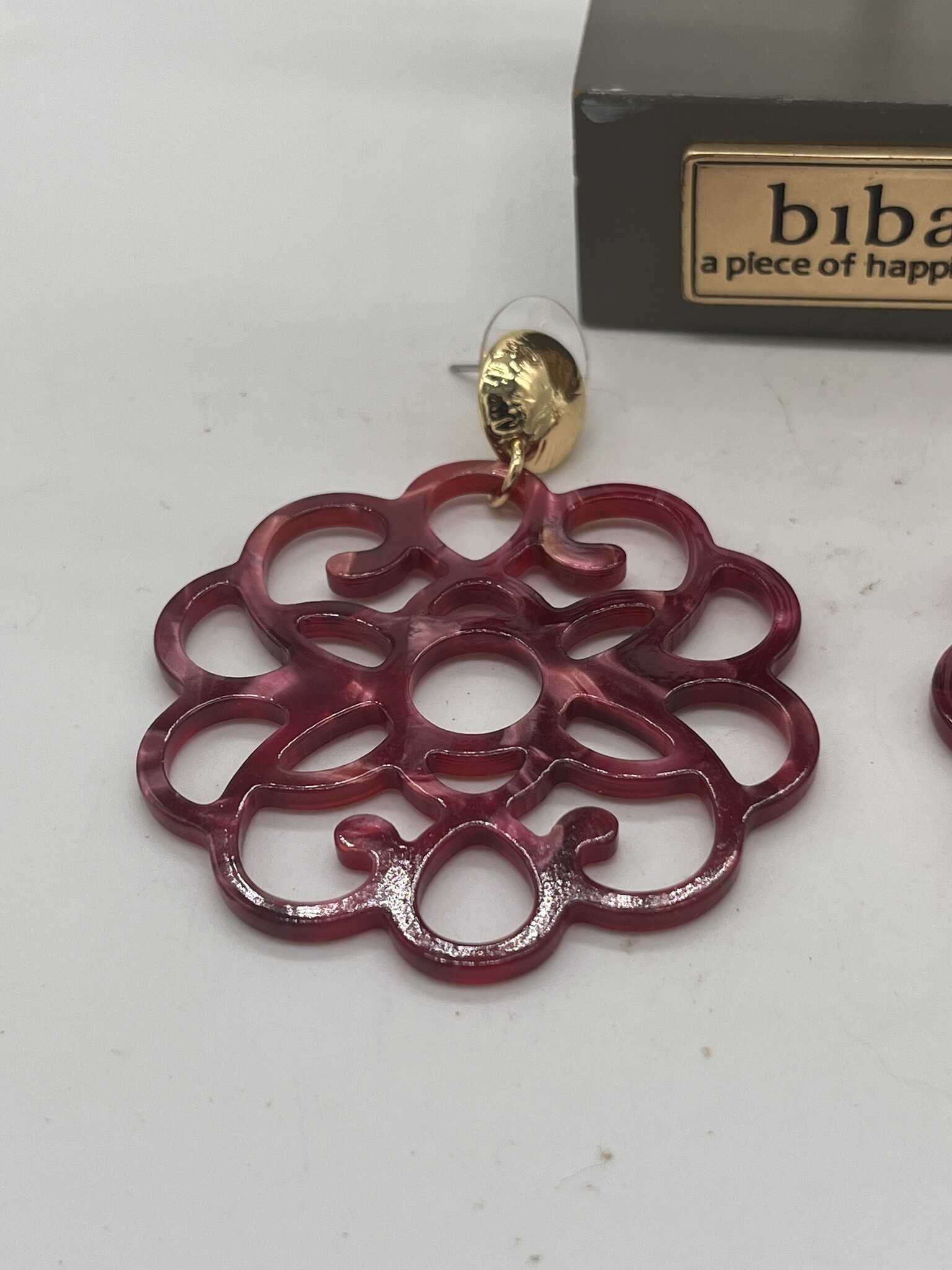 Biba Oorbellen Biba goud/bordeaux