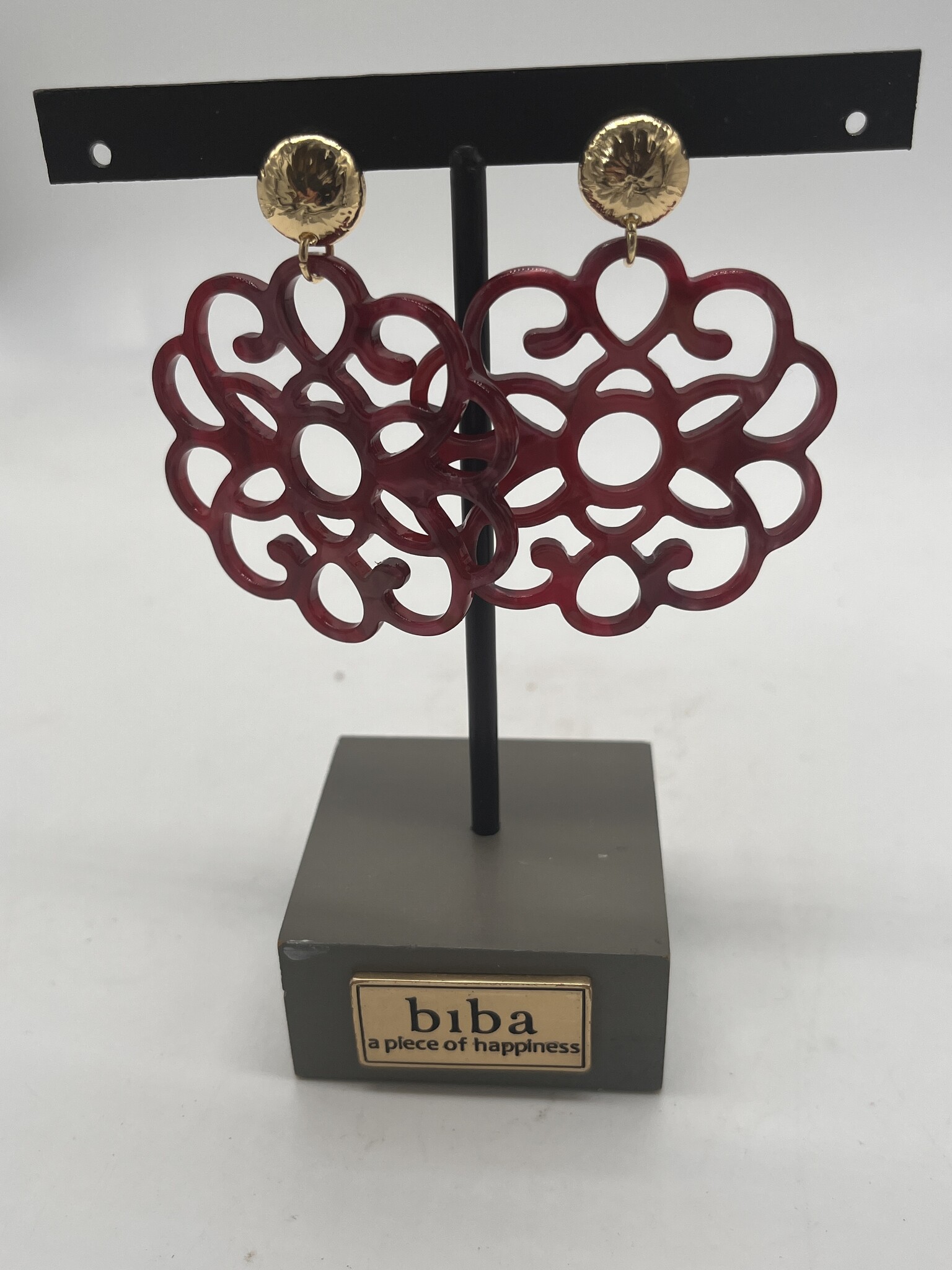 Biba Oorbellen Biba goud/bordeaux