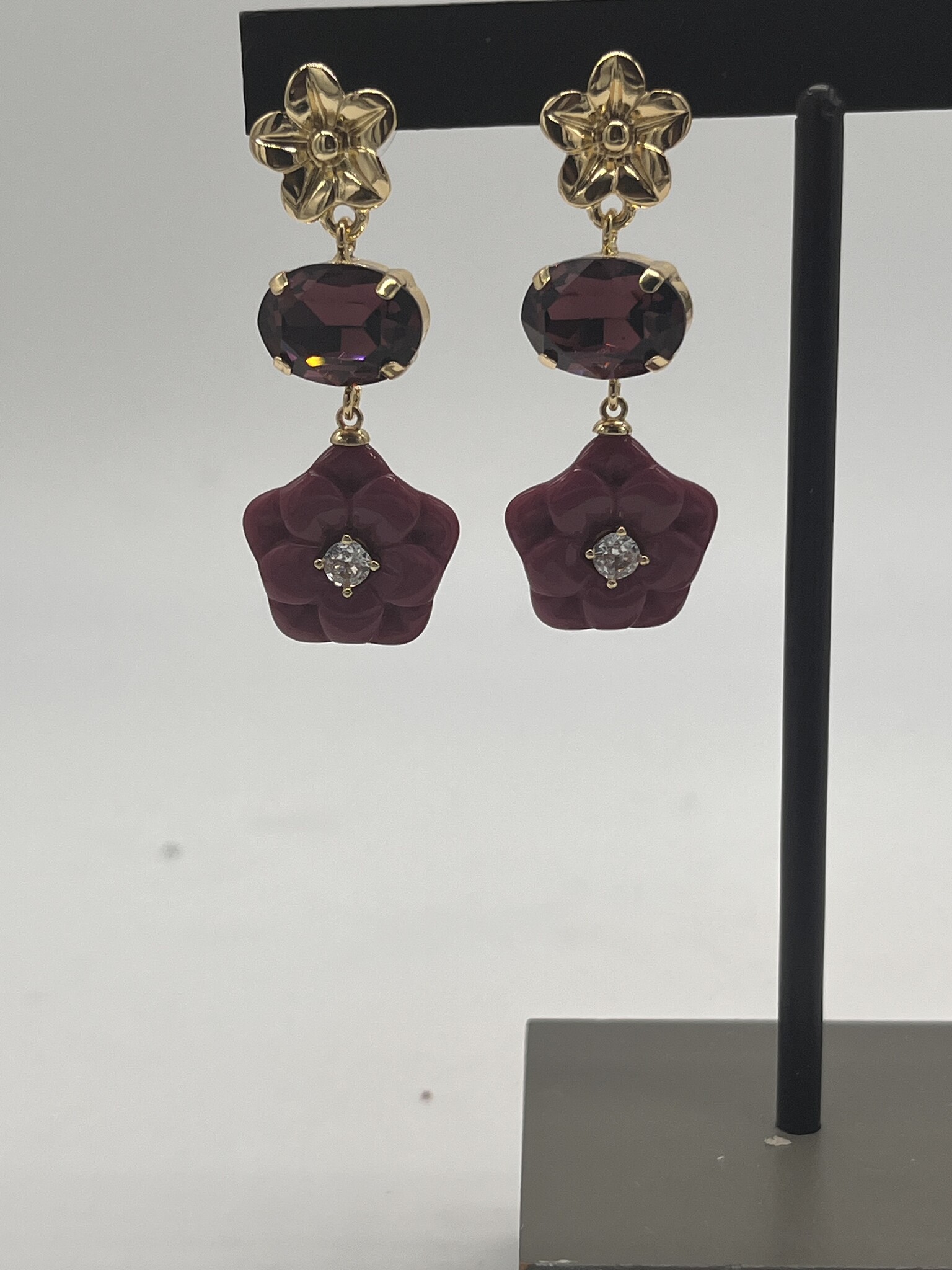 Biba Oorbellen Biba goud/bordeaux