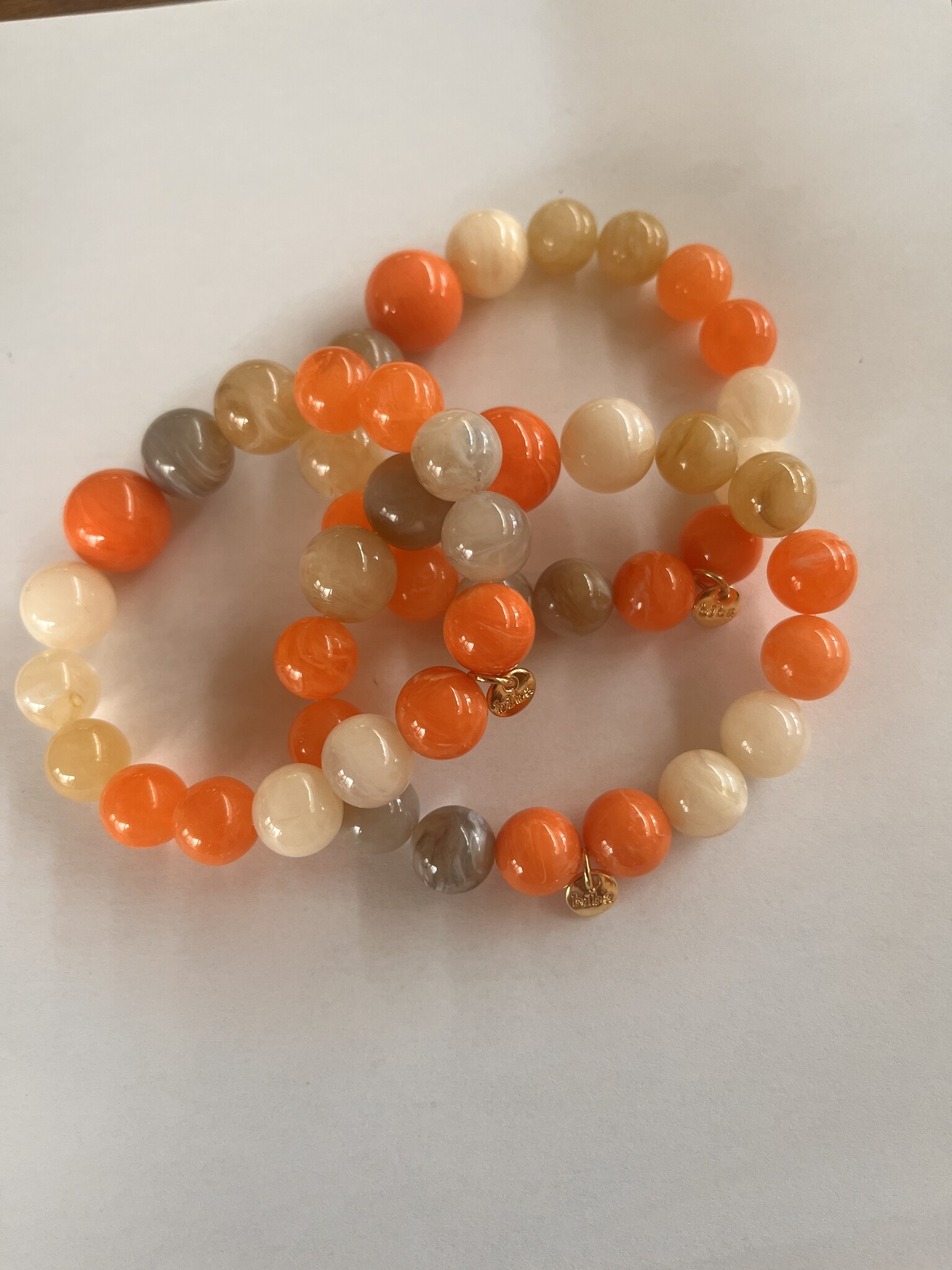 Biba Armbandje Biba goud/oranje grijs taupe wit