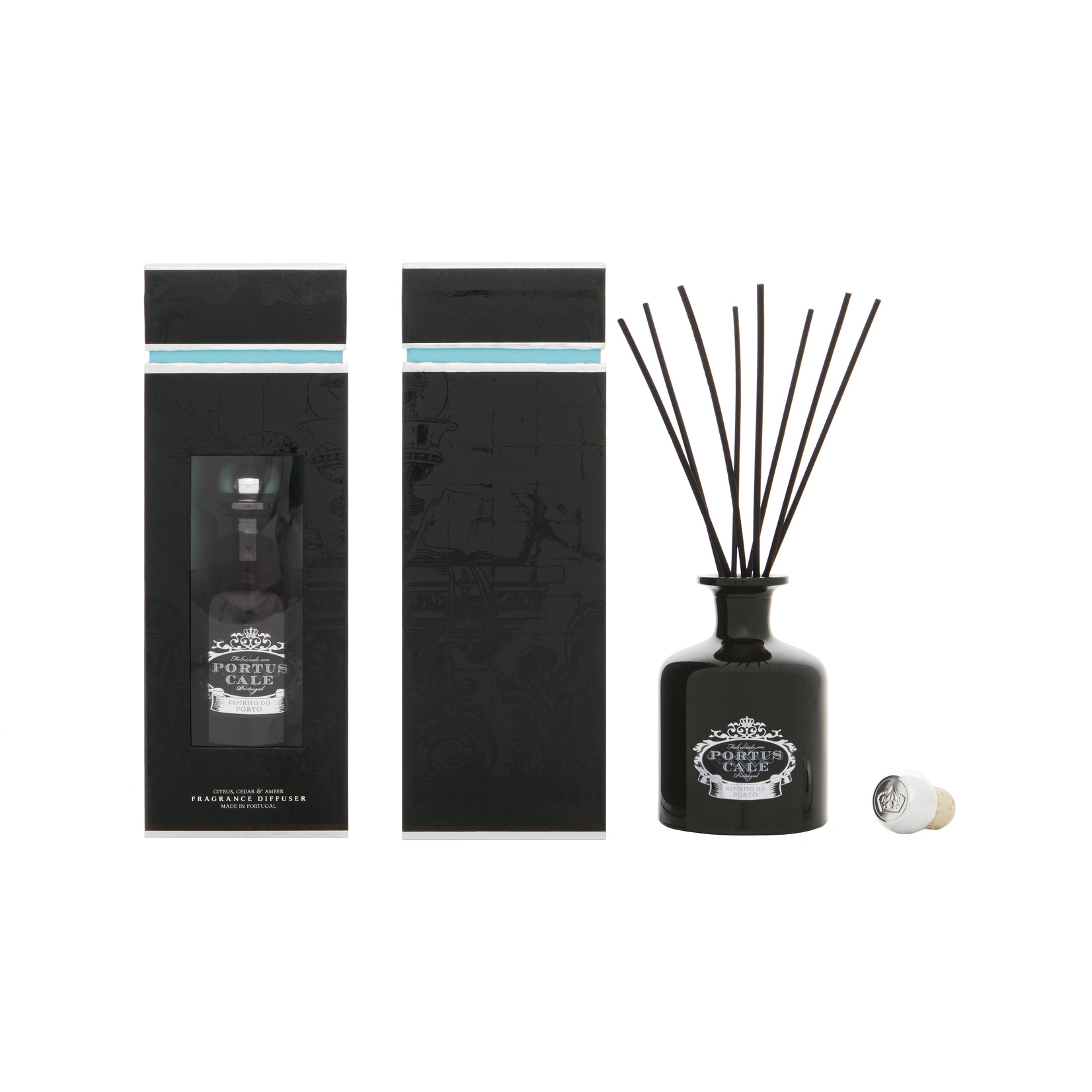 Portus Cale Glossy Black Glass Diffuser Bottle - Aroma-Diffusor