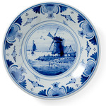 Delfts Blauw Bord met Molen Ø 14 cm