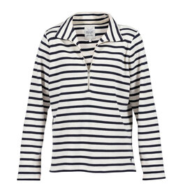 Blue Sportswear Blouse Barbara Zip Striped Ecru/N. Navy