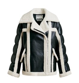 Essentiel Antwerp Jacket Ifie puffer faux fur mix Black