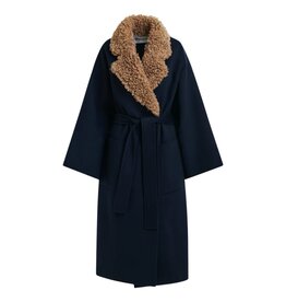 Essentiel Antwerp Coat Irno faux fur collar Navy