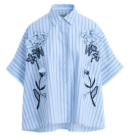 Essentiel Antwerp Shirt Jonkoe 3d flower Combo2 Electric cyan