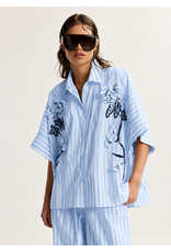 Essentiel Antwerp Shirt Jonkoe 3d flower Combo2 Electric cyan