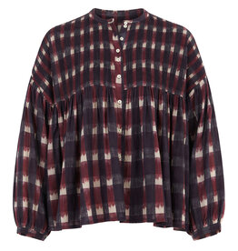 By-Bar Blouse Mine ikat Wine ikat print