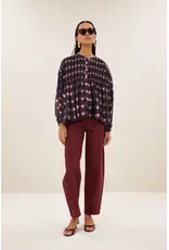 By-Bar Blouse Mine ikat Wine ikat print