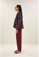 By-Bar Blouse Mine ikat Wine ikat print