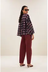 By-Bar Blouse Mine ikat Wine ikat print