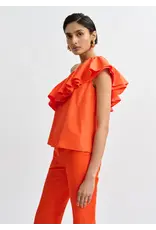 Essentiel Antwerp Essentiel Top Jullian ruffle Fire glow