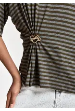 Essentiel Antwerp T-Shirt Kriss striped combo1 Khaki mission