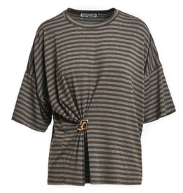 Essentiel Antwerp T-Shirt Kriss striped combo1 Khaki mission