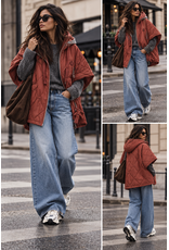 Ottod'Ame Ottod'Ame Jacket Cape down HUG-OG6226 Cuoio