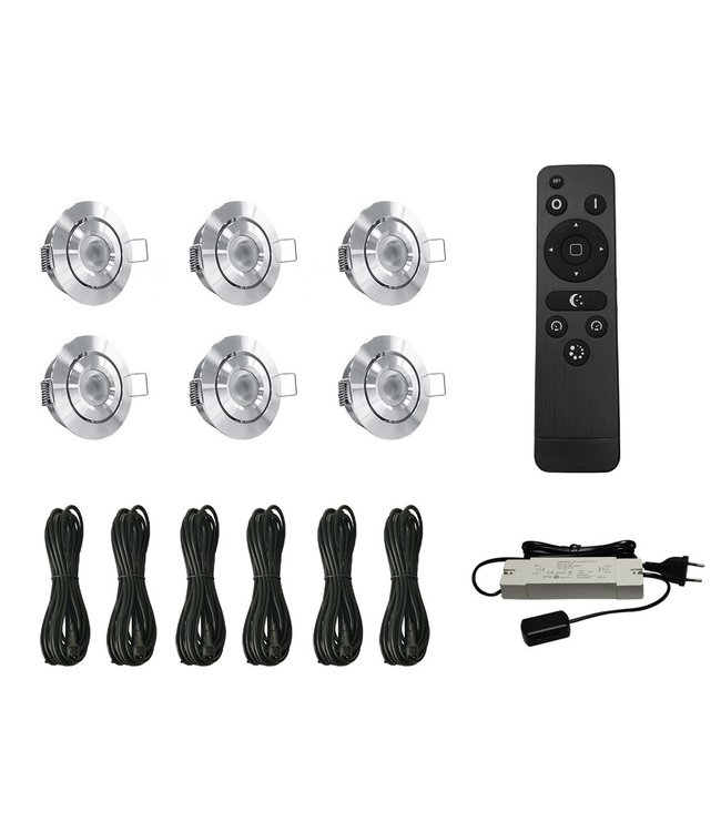 Complete Veranda set | 6x 3W LED inbouwspots  | Kantelbaar en dimbaar | IP44