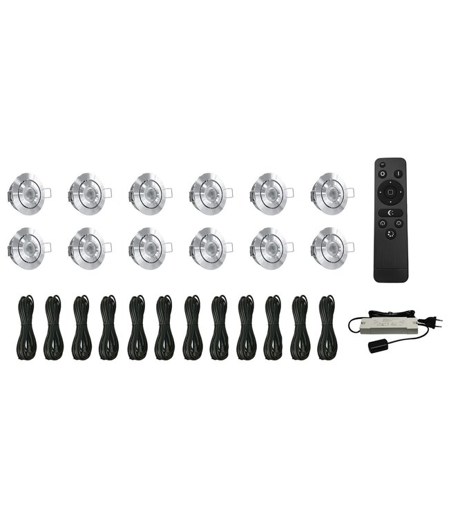 Complete Veranda set | 12x 3W LED inbouwspots  | Kantelbaar en dimbaar | IP44