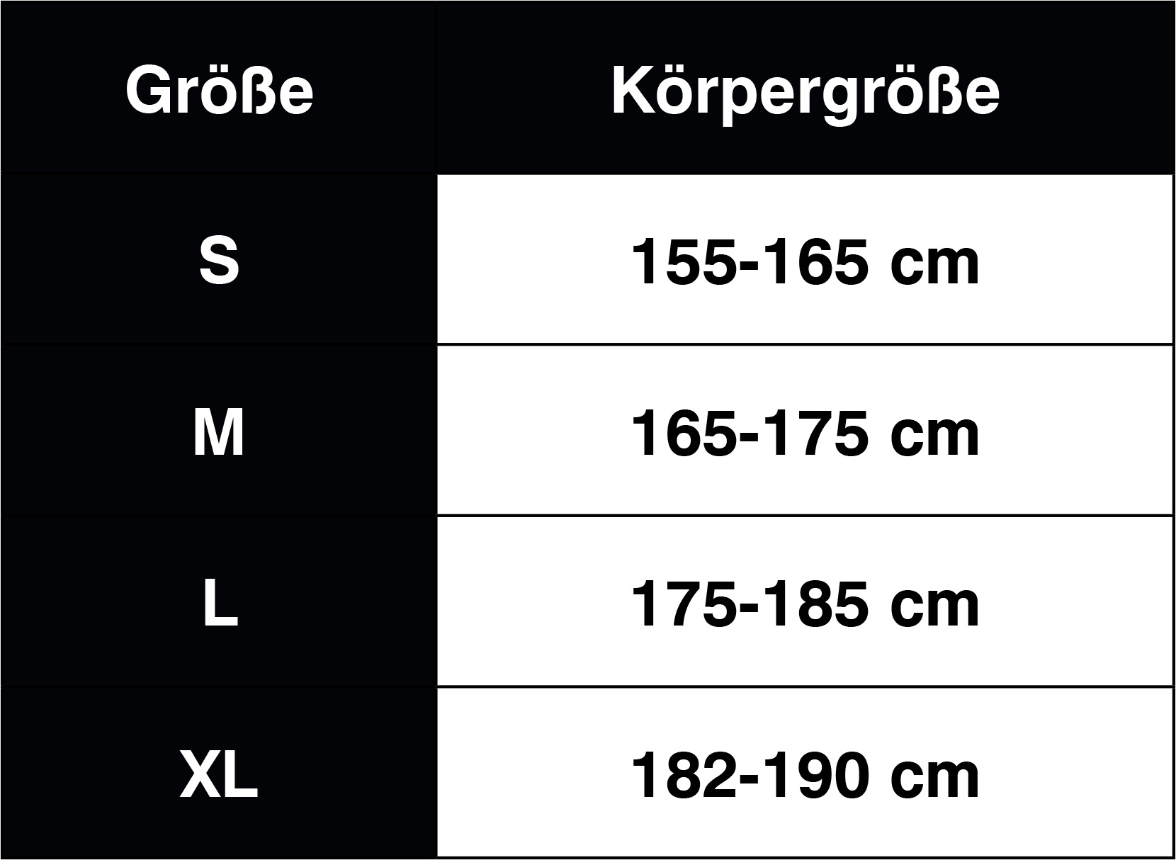 ORTHO-MAX Combi Größentabelle