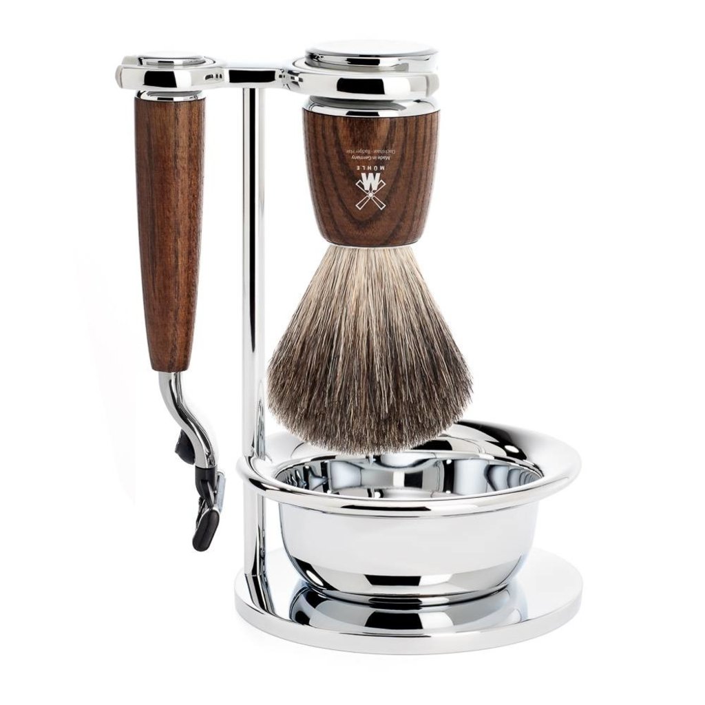 Shaving Set Rytmo 4-part - Steamed ash - Mach3®