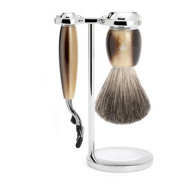 S81M332M3 - Shaving Set Vivo - High-grade resin Horn brown - Mach3® - Badger