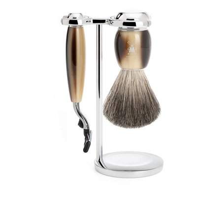 S81M332M3 - Shaving Set Vivo - High-grade resin Horn brown - Mach3® - Badger