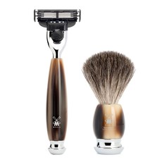 Shaving Set Vivo 3-part - High-grade resin Horn brown - Mach3®