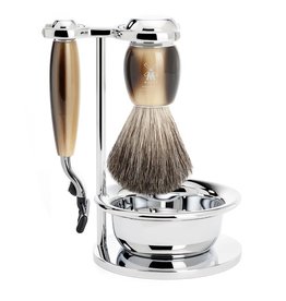 S81M332SM3 - Shaving Set Vivo - High-grade resin Horn brown - Mach3® - Badger