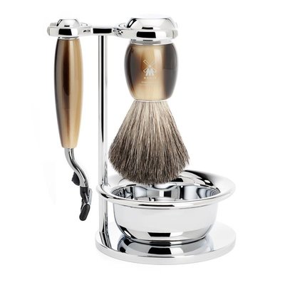 S81M332SM3 - Shaving Set Vivo - High-grade resin Horn brown - Mach3® - Badger